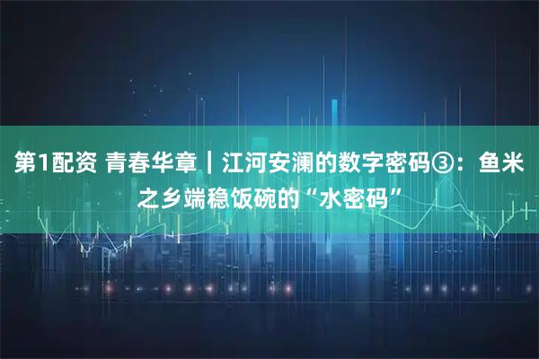 第1配资 青春华章｜江河安澜的数字密码③：鱼米之乡端稳饭碗的“水密码”